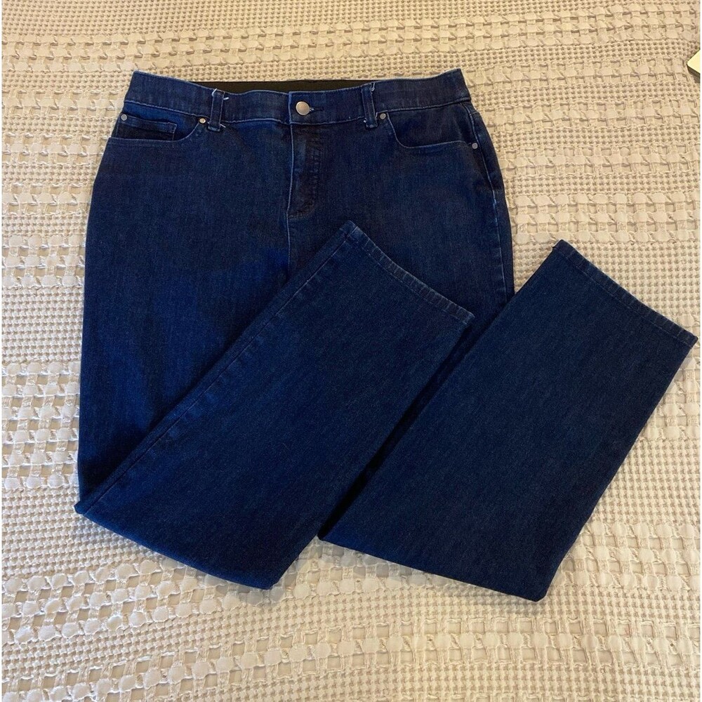 Chico’s‎ Jeans Fabulously Slimming Sz 8 - 10 Dk Wash Elastic Waist Tummy Control